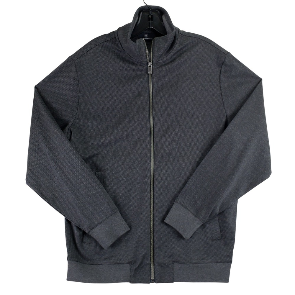 Hart Schaffner Marx Full Zip Jacket Mens XL Grey Herringbone Casual Preppy